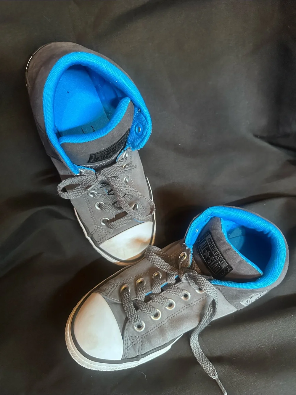 #S-1104 Converse All Star Kids Gray Canvas Sneakers with Blue Lining, SZ 5-1/2